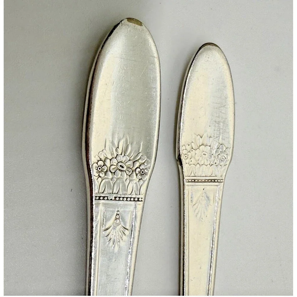 1847 Rogers Bros First Love Silverplate Floral Art Nouveau Flatware Fork & Spoon